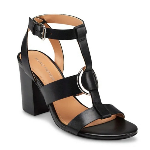 Marc Fisher Alina Ankle Strap Leather Upper Heel Sandals Size 8M - Picture 3 of 14